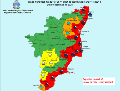 Weather Forecast For Tamilnadu and Puducherry for 27th Nov