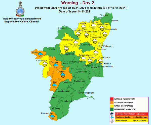 Weather Forecast For Tamilnadu And Puducherry For 14th Nov 2021