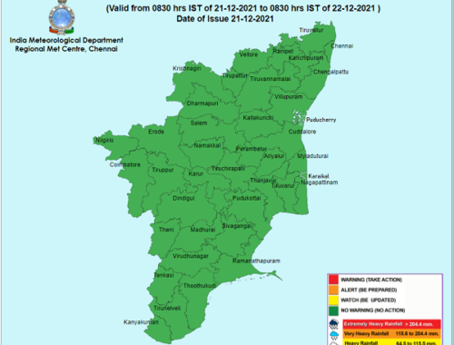 Weather Forecast For Tamilnadu and Puducherry for 22nd Dec