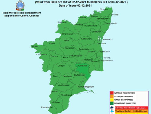 Weather Forecast For Tamilnadu and Puducherry for 3rd Dec