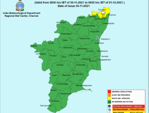 Weather Forecast For Tamilnadu and Puducherry for 1st Dec