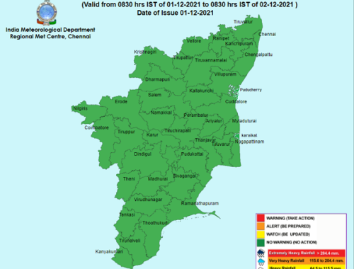 Weather Forecast For Tamilnadu and Puducherry for 2nd Dec